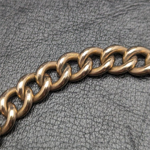 British Antique Rolled Gold Albert Chain 9ct Gold Heart Locket Fob